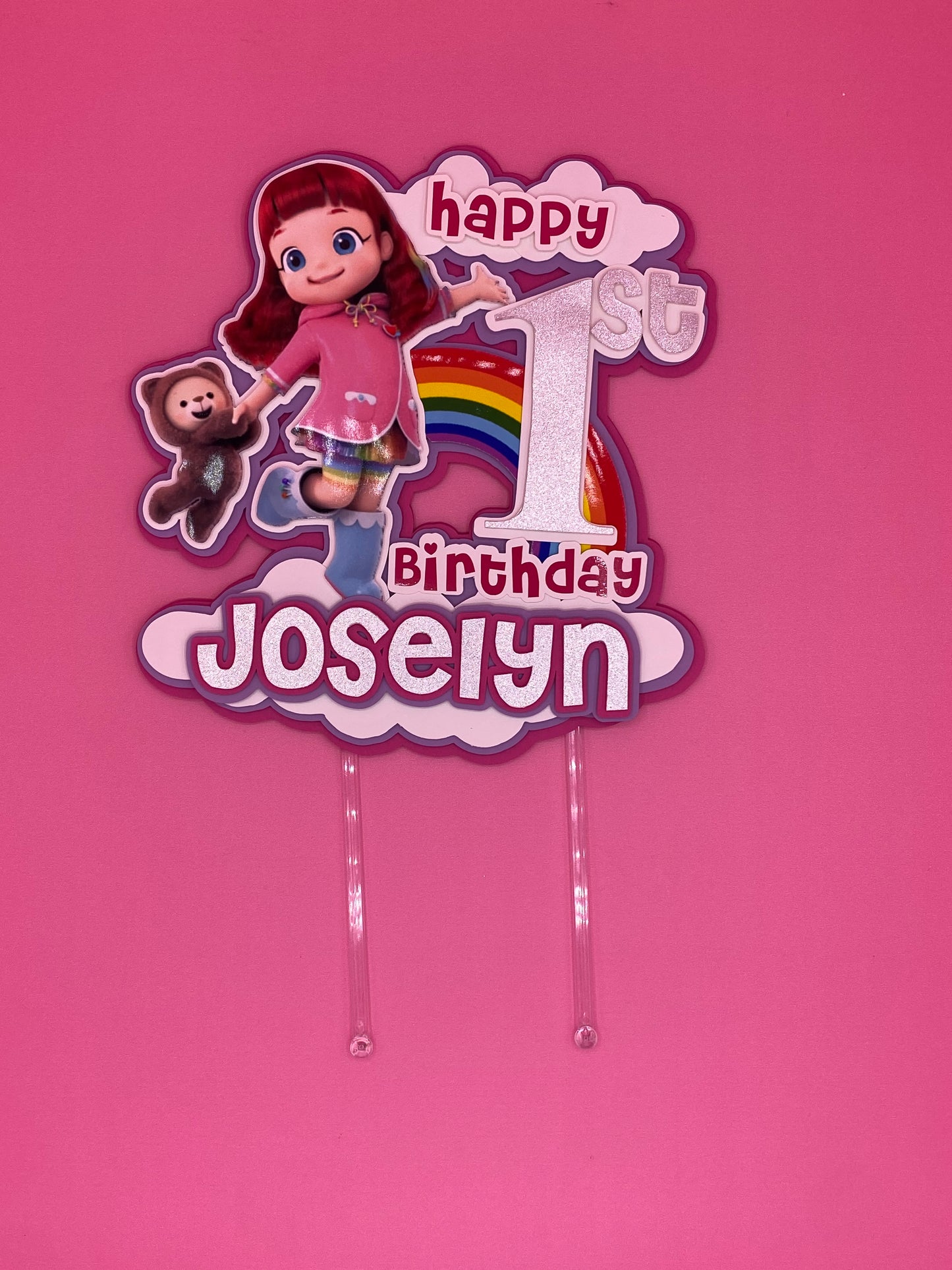 Rainbow Ruby Cake Topper