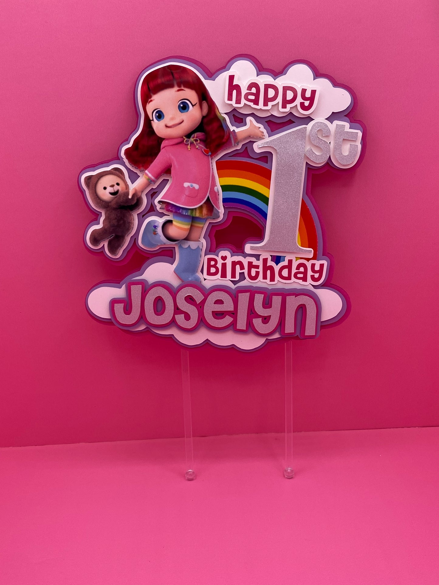 Rainbow Ruby Cake Topper
