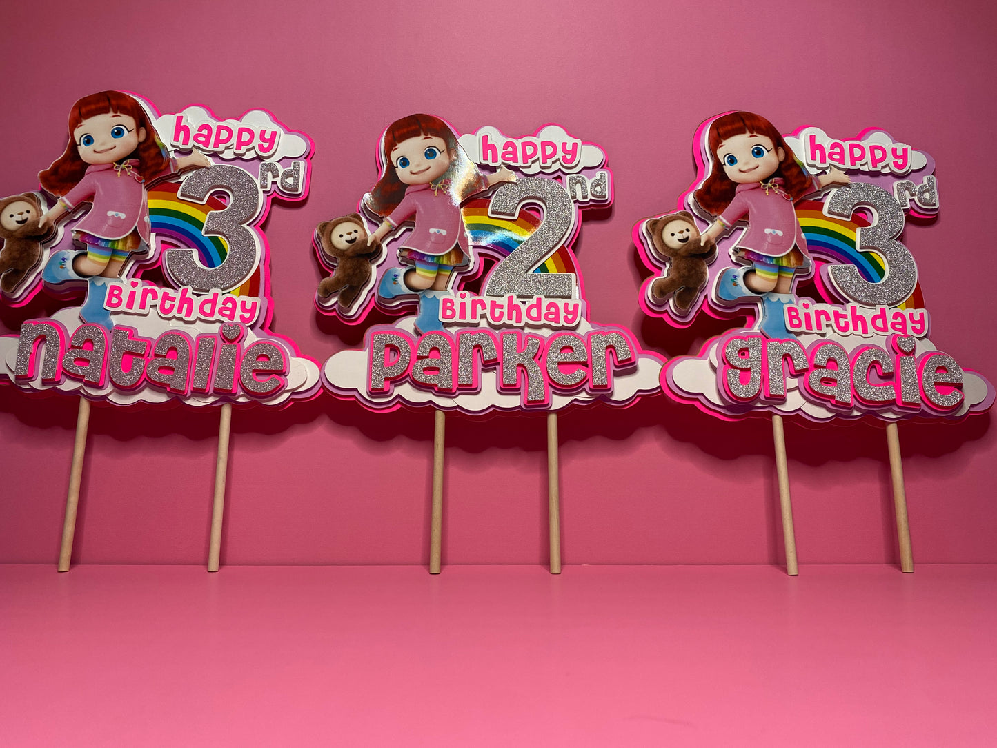 Rainbow Ruby Cake Topper