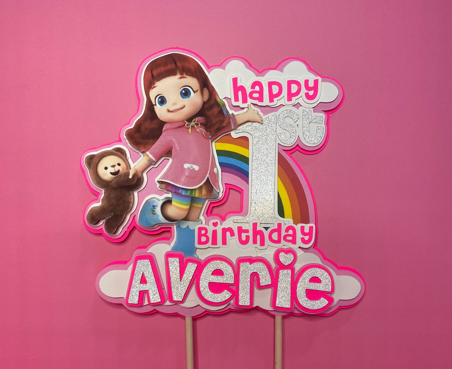 Rainbow Ruby Cake Topper