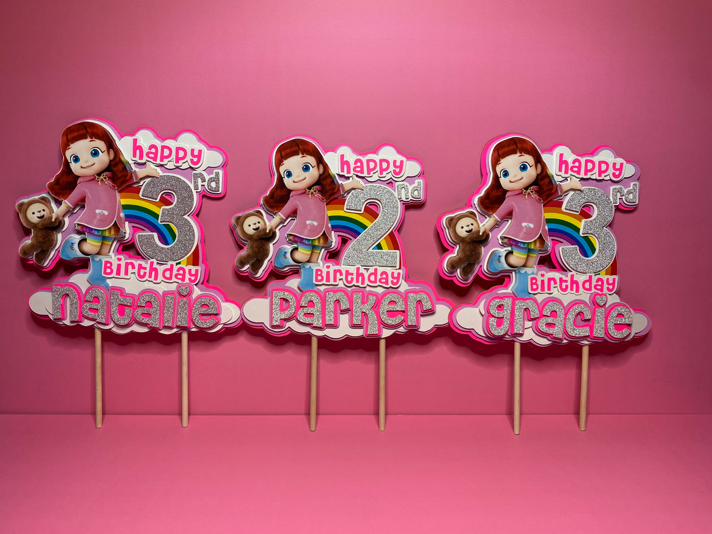 Rainbow Ruby Cake Topper